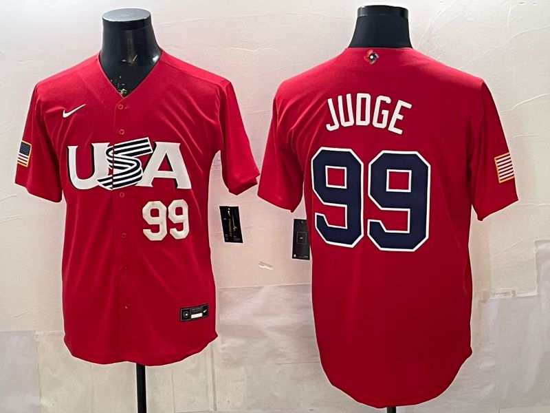 Men 2026 World Cub USA #99 Judge Red Nike MLB Jersey style 005->more jerseys->MLB Jersey